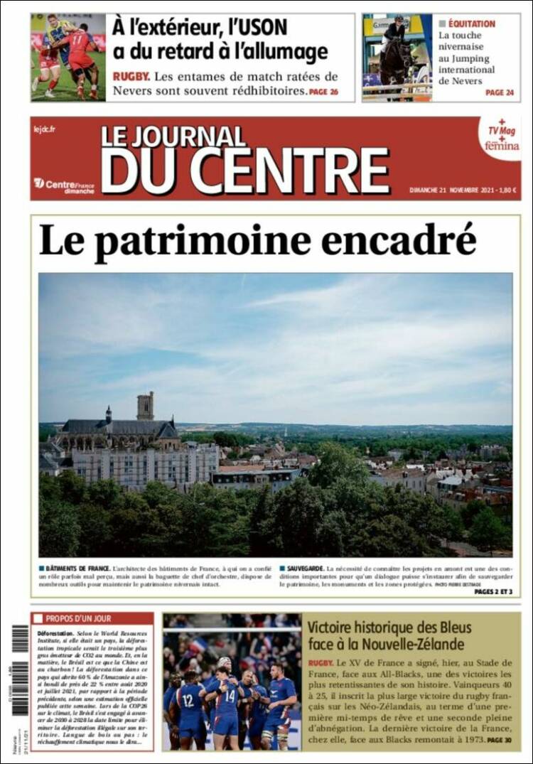 Portada de Le Journal du Centre (Francia)