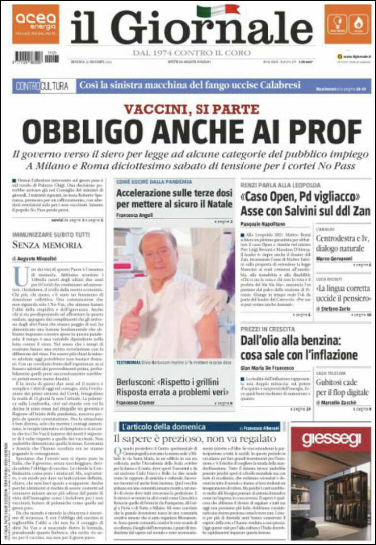 Portada de il Giornale (Italia)