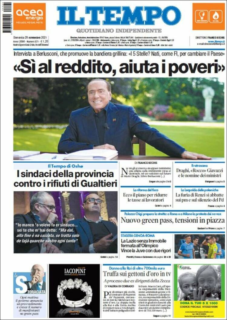 Portada de Il Tempo (Italia)