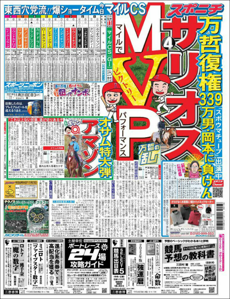 Portada de Sports Nippon - スポーツニッポン, (Jap&oacute;n)