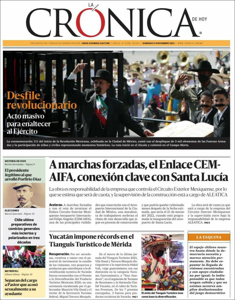 Portada de La Crónica de Hoy (México)