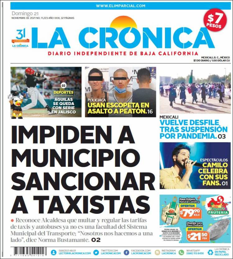 Portada de La Crónica de Baja California (México)