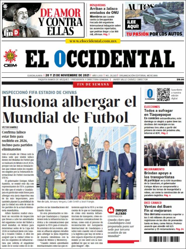 Portada de El Occidental (México)