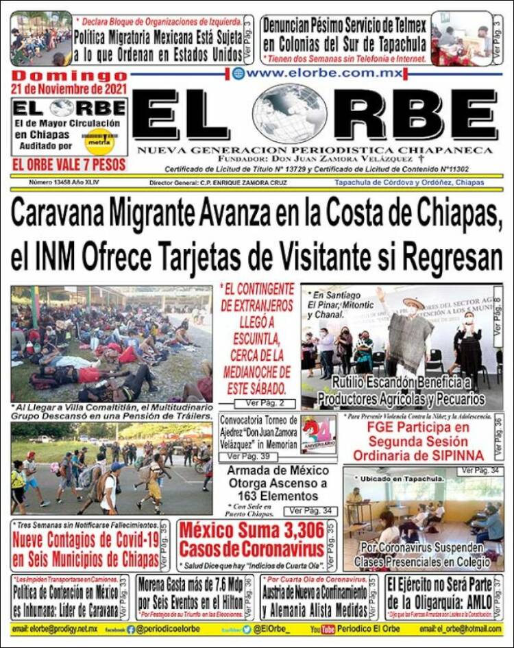 Portada de El Orbe (México)