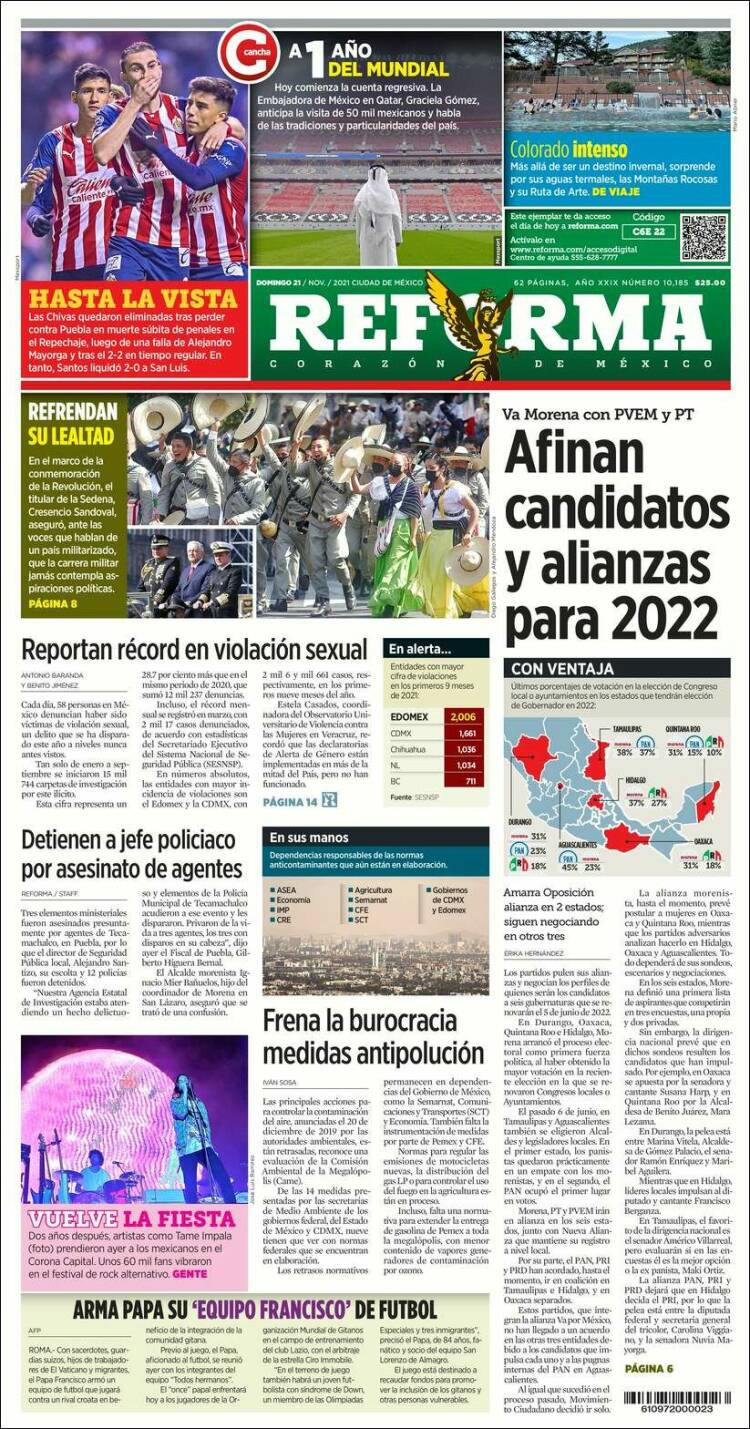 Portada de Reforma (México)