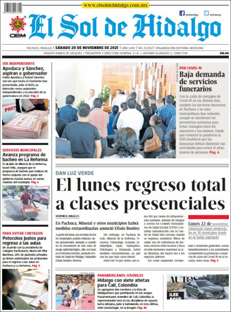 Portada de El Sol de Hidalgo (México)