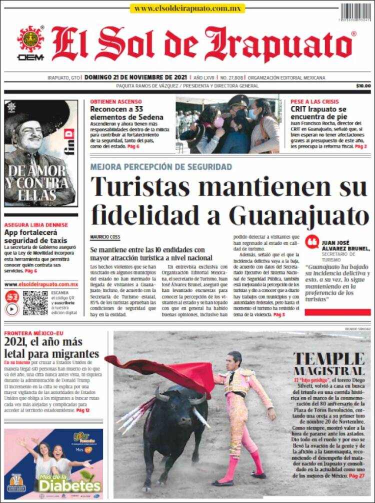 Portada de El Sol de Irapuato (México)