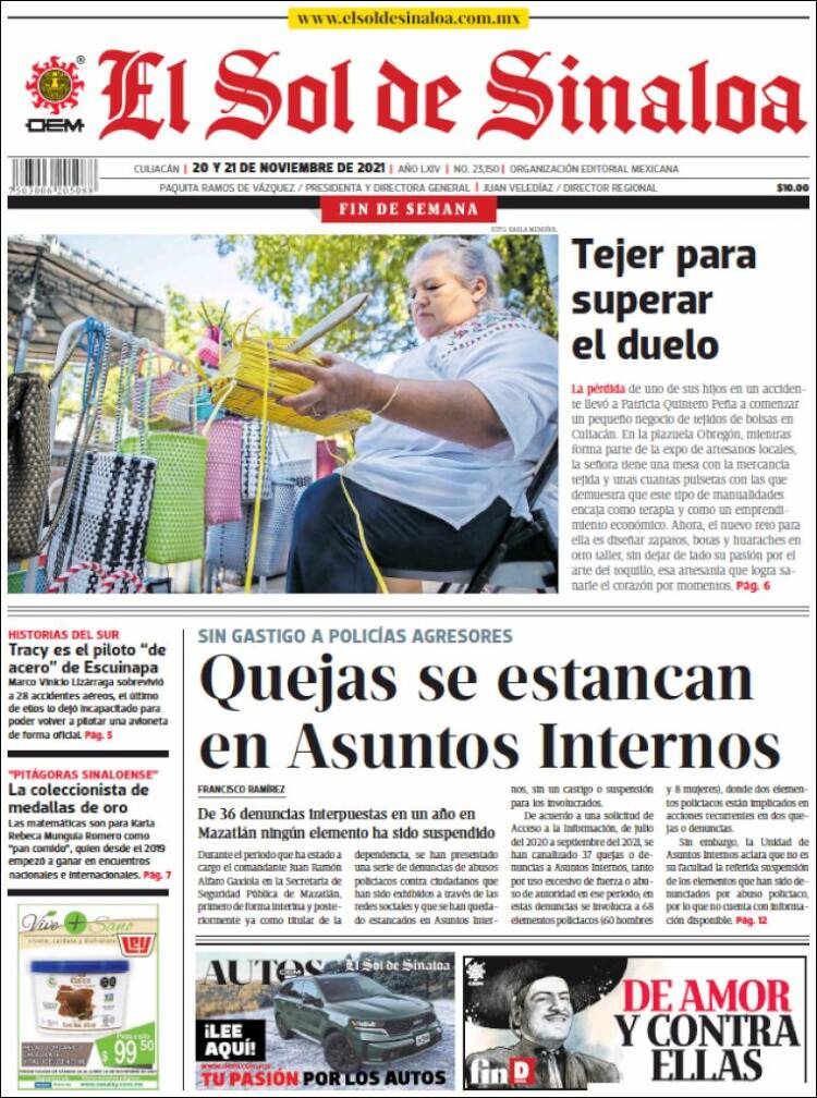 Portada de El Sol de Sinaloa (México)