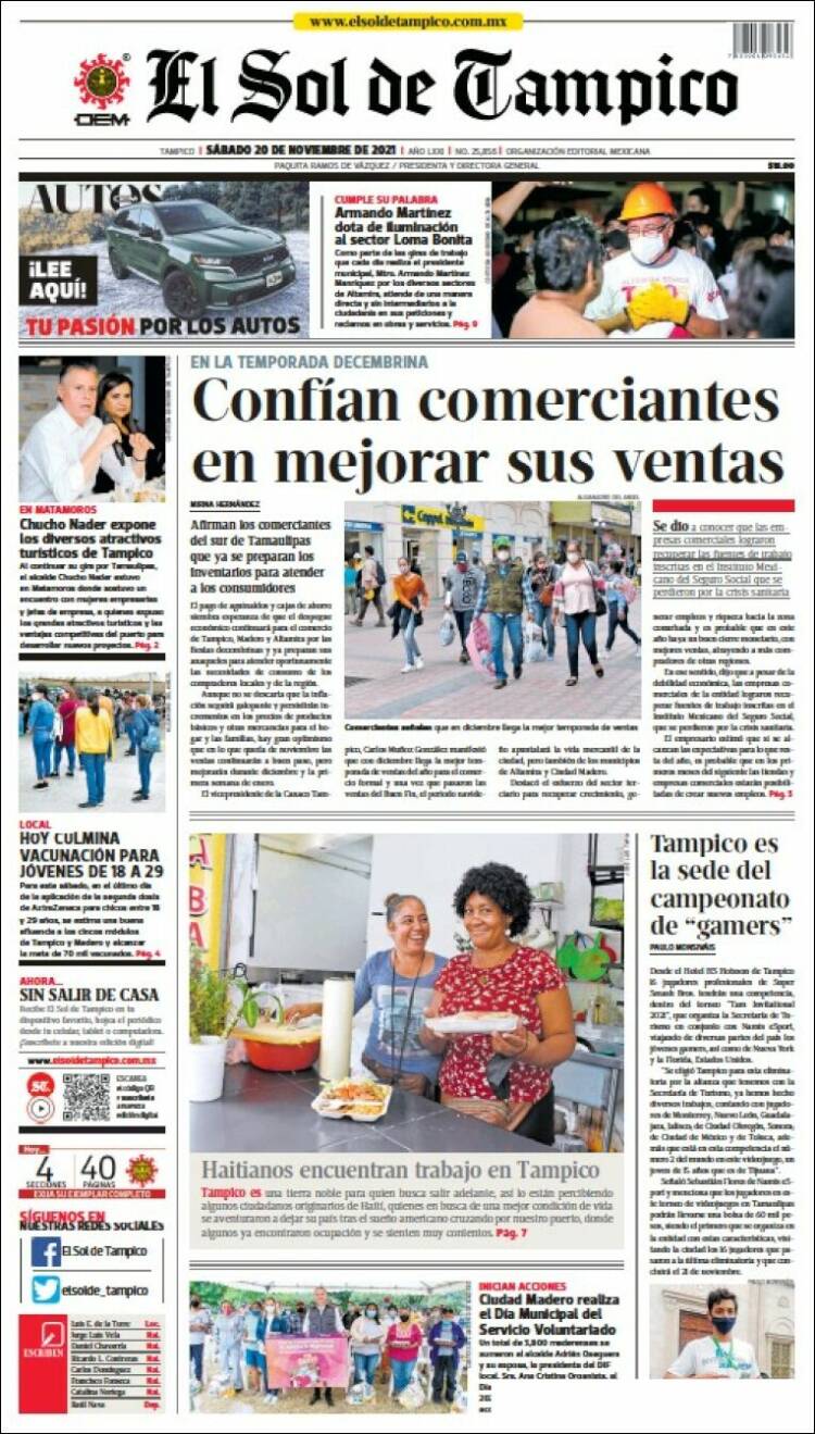 Portada de El Sol de Tampico (México)