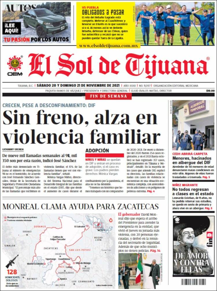 Portada de El Sol de Tijuana (México)