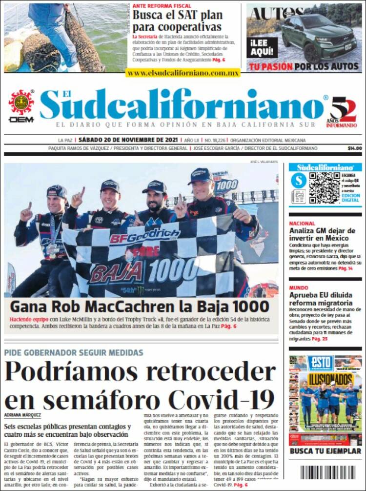 Portada de El Sudcaliforniano (México)