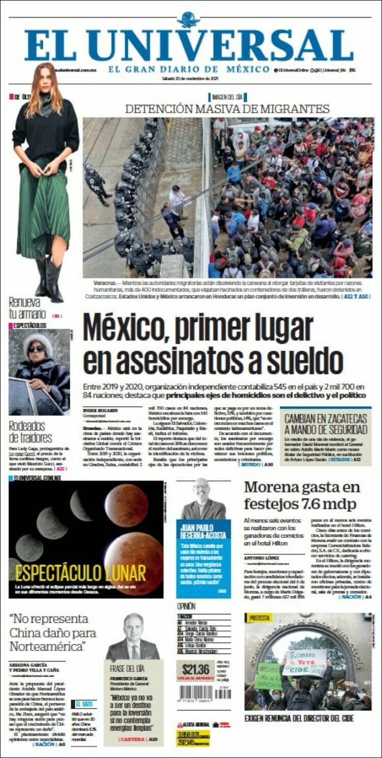 Portada de El Universal (México)