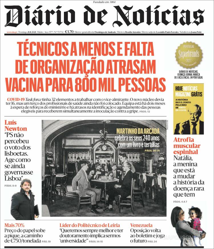 Portada de Diário de Noticias (Portugal)