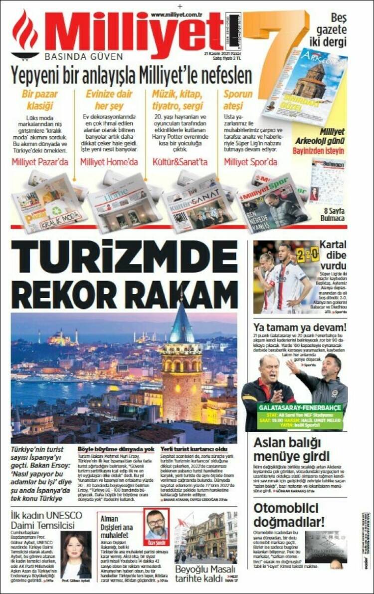 Portada de Milliyet (Turqu&iacute;a)