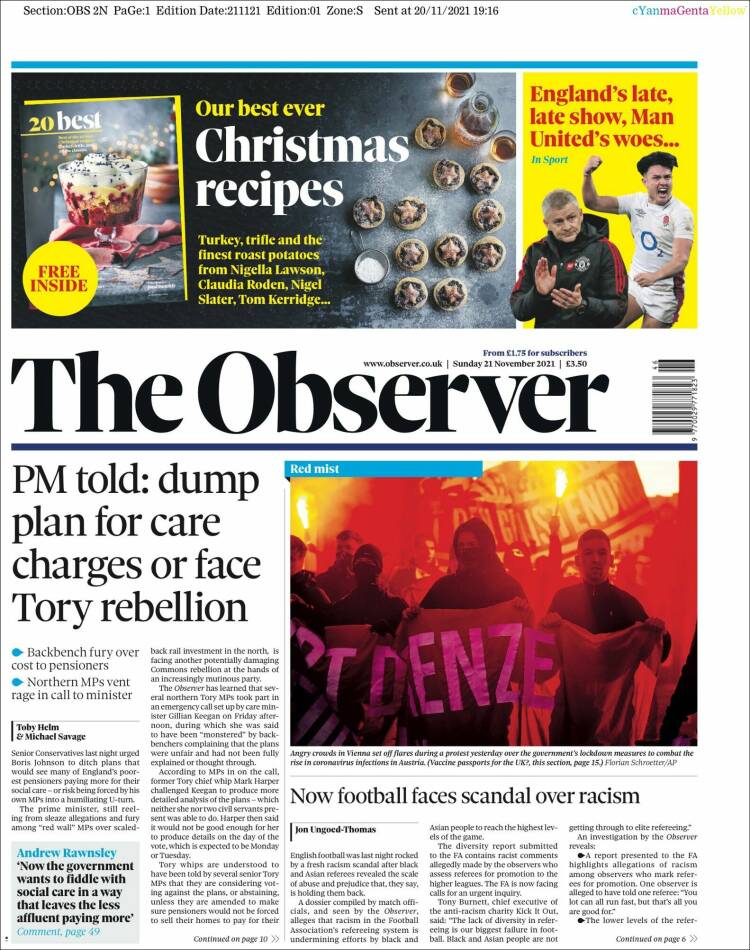 Portada de The Observer (Reino Unido)