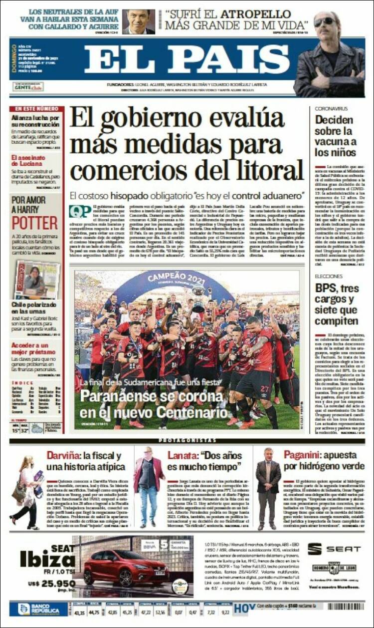 Portada de El País (Uruguay)