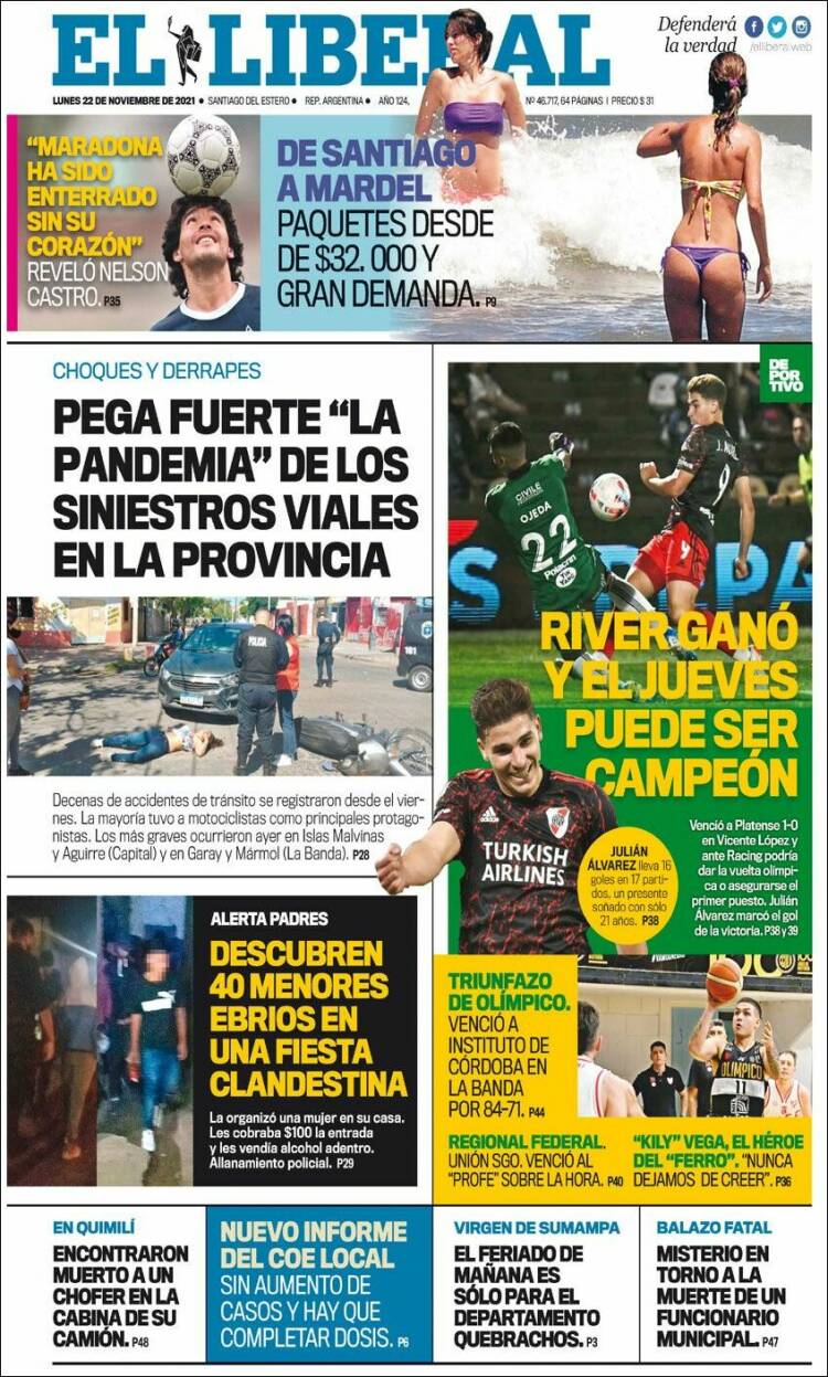 Portada de Diario El Liberal (Argentina)