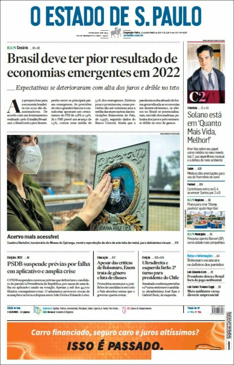 Portada de O Estado de São Paulo (Brasil)