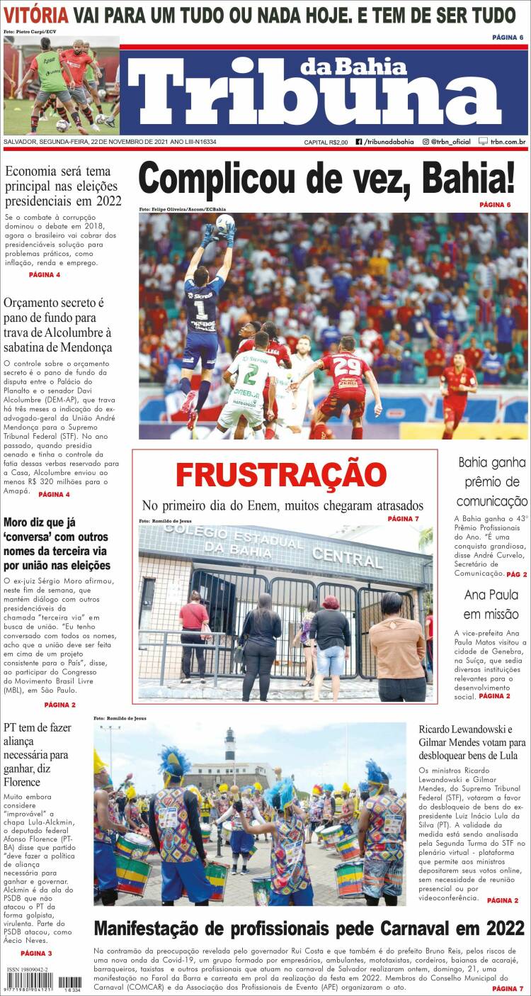 Portada de Tribuna da Bahia (Brasil)