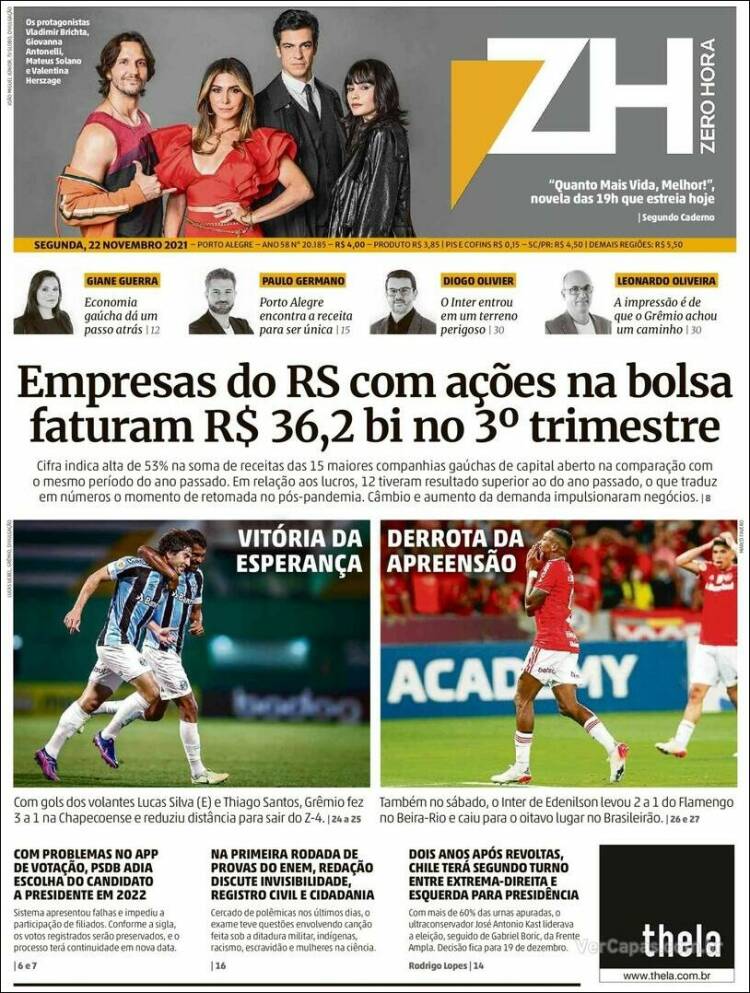 Portada de Zero Hora (Brasil)
