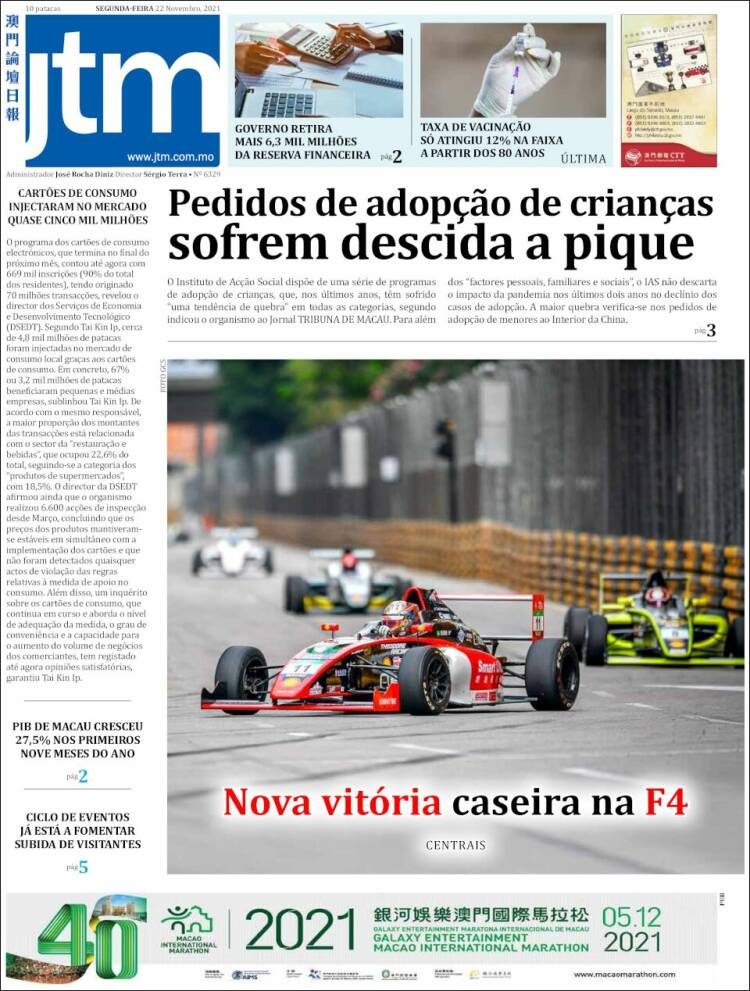 Portada de Jornal Tribuna de Macau (China)