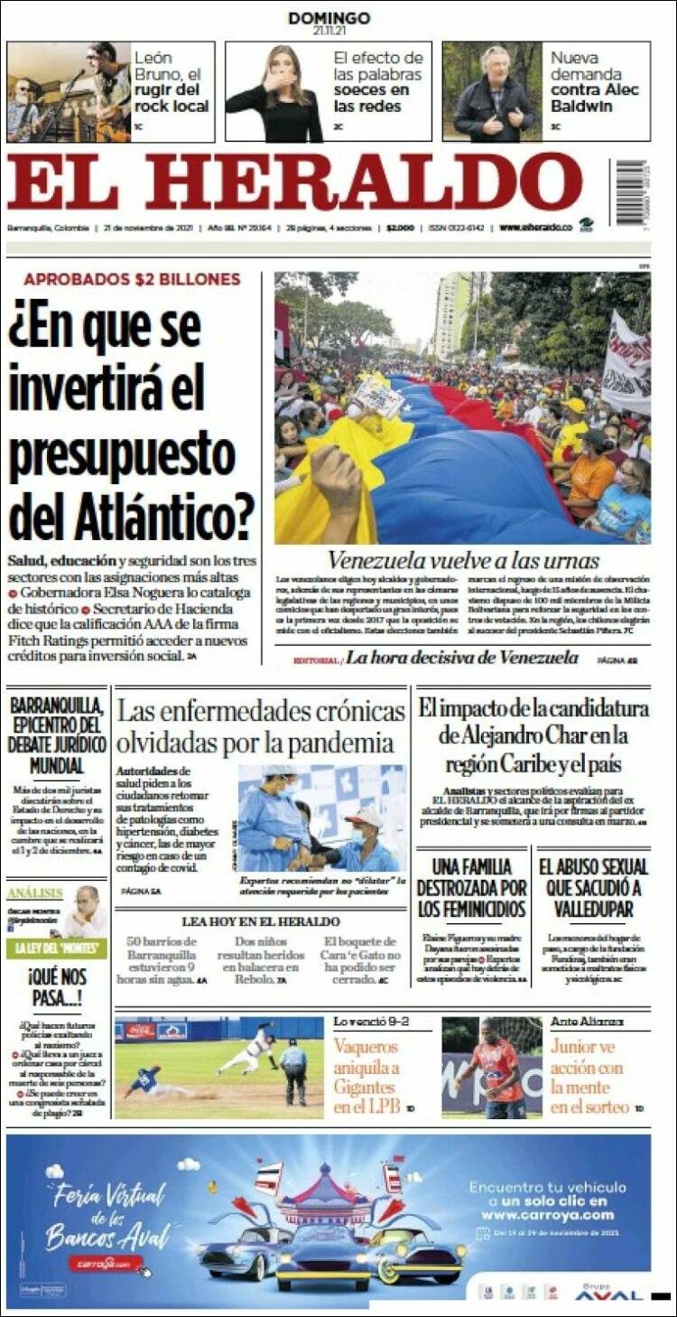 Portada de El Heraldo (Colombia)