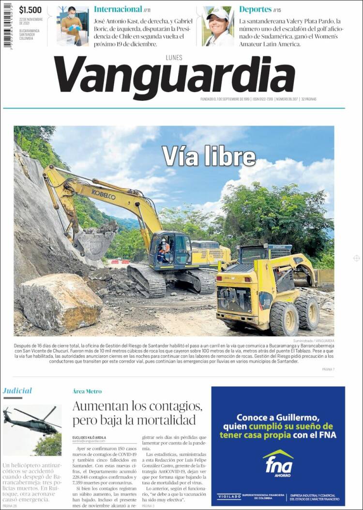 Portada de Vanguardia Liberal (Colombia)