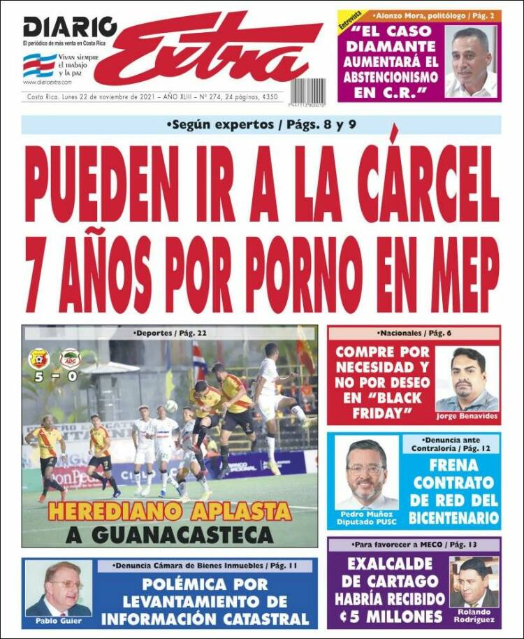 Portada de Diario Extra (Costa Rica)