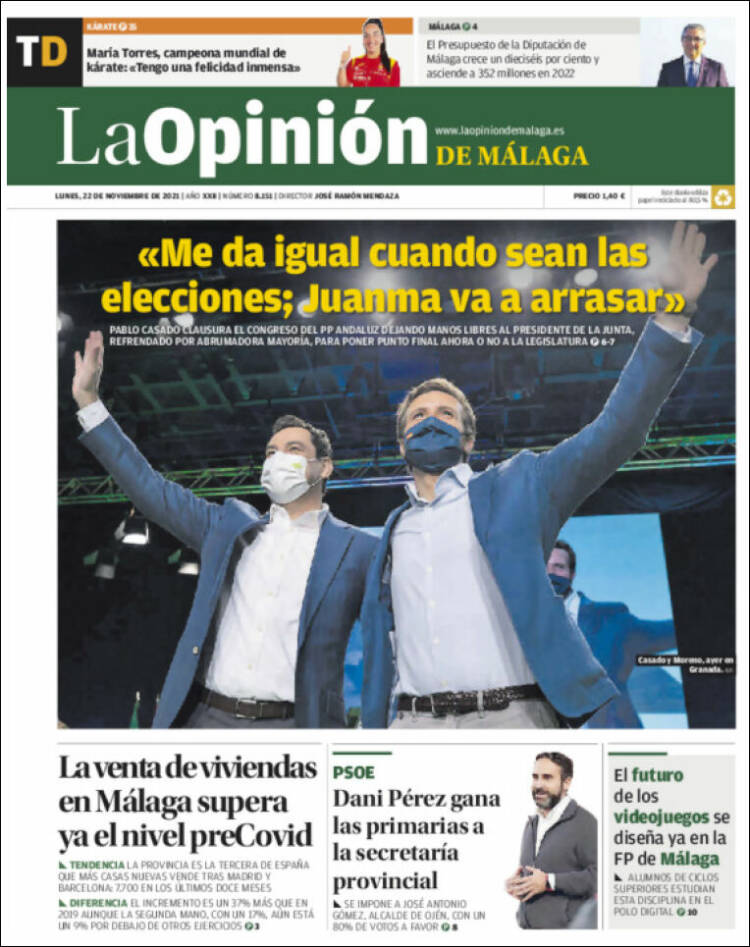 Portada de La Opinión de Málaga (Espa&ntilde;a)