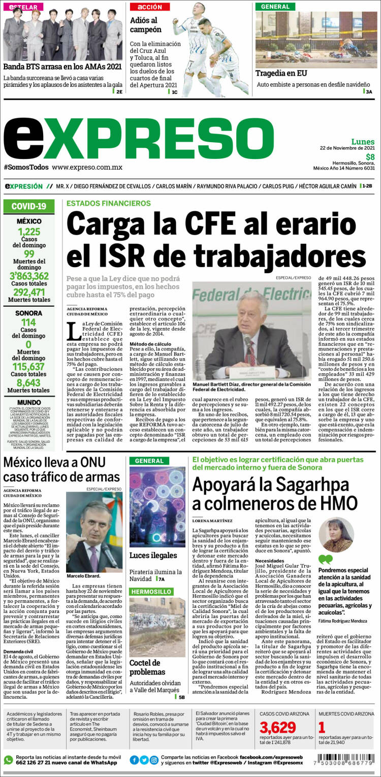 Portada de Expreso (M&eacute;xico)