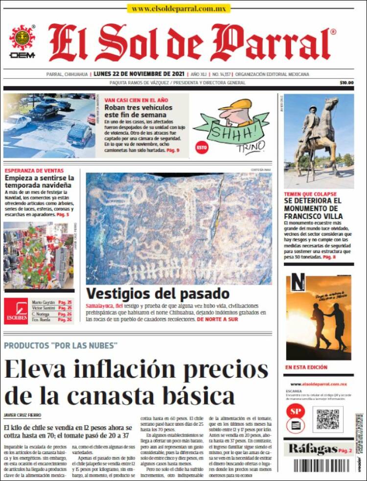 Portada de El Sol de Parral (M&eacute;xico)