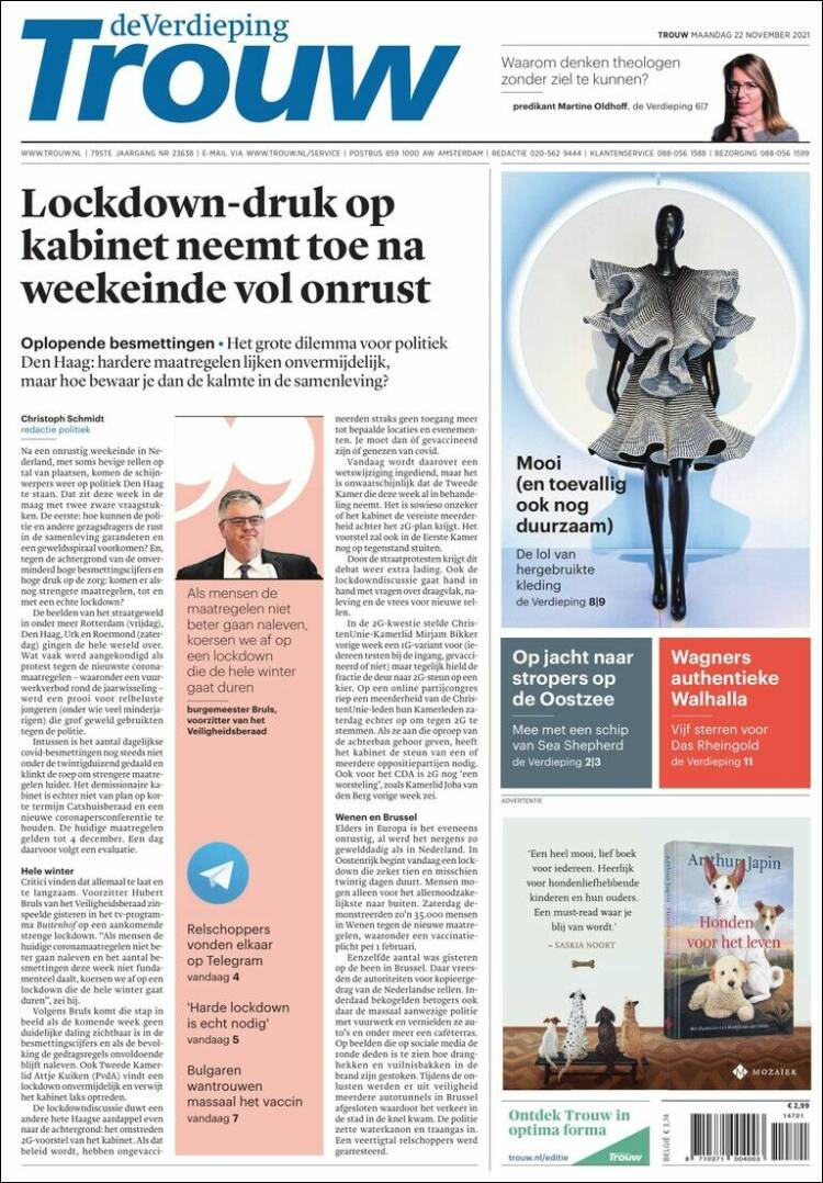 Portada de Trouw (Pa&iacute;ses Bajos)