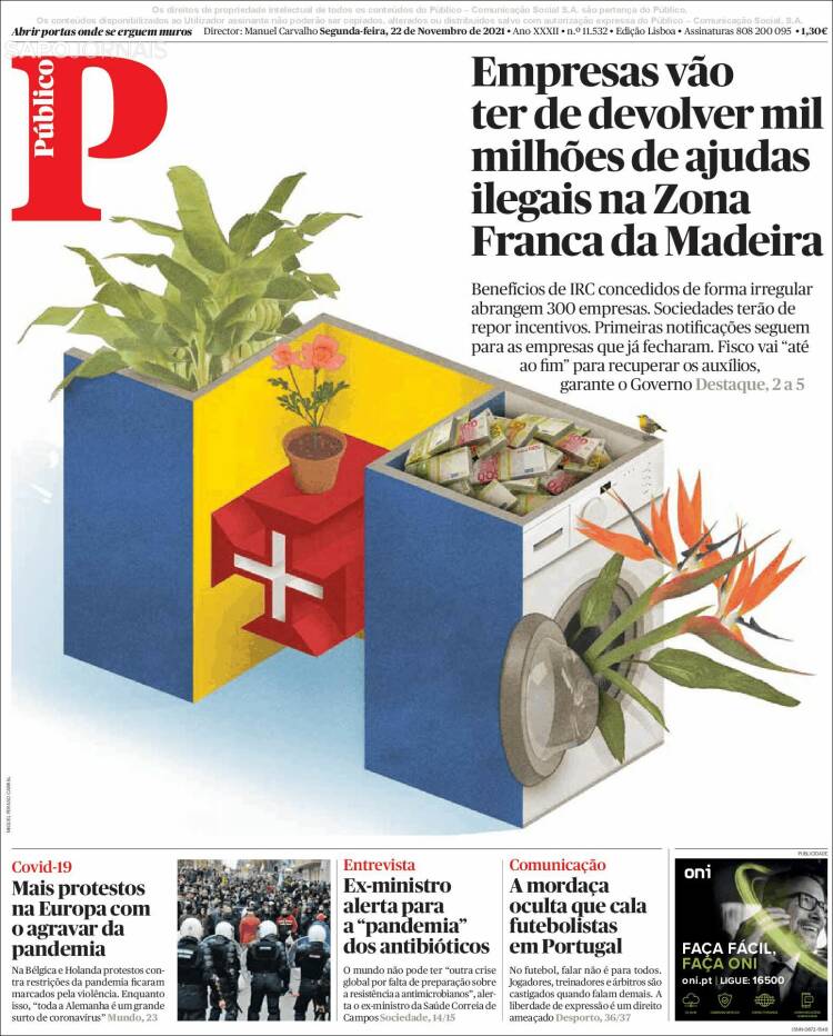 Portada de Público (Portugal)