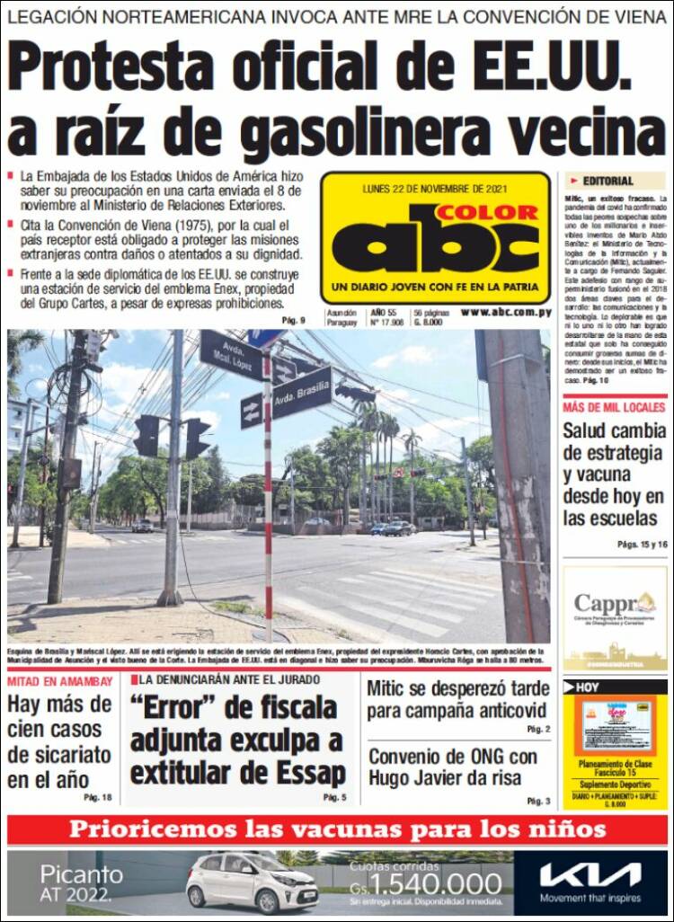 Portada de ABC Color (Paraguay)