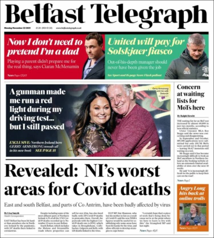 Portada de Belfast Telegraph (Reino Unido)