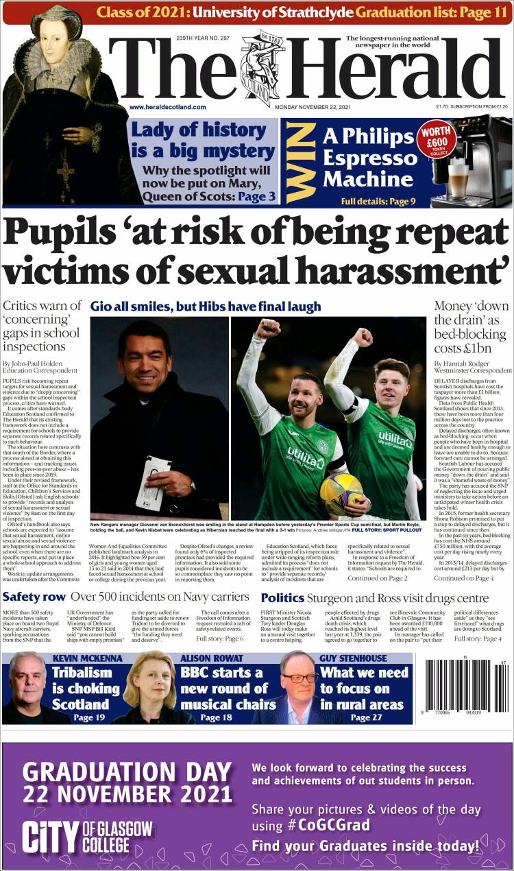 Portada de The Herald (Reino Unido)