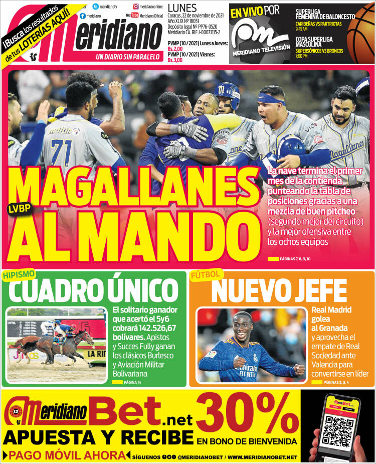 Portada de Meridiano (Venezuela)