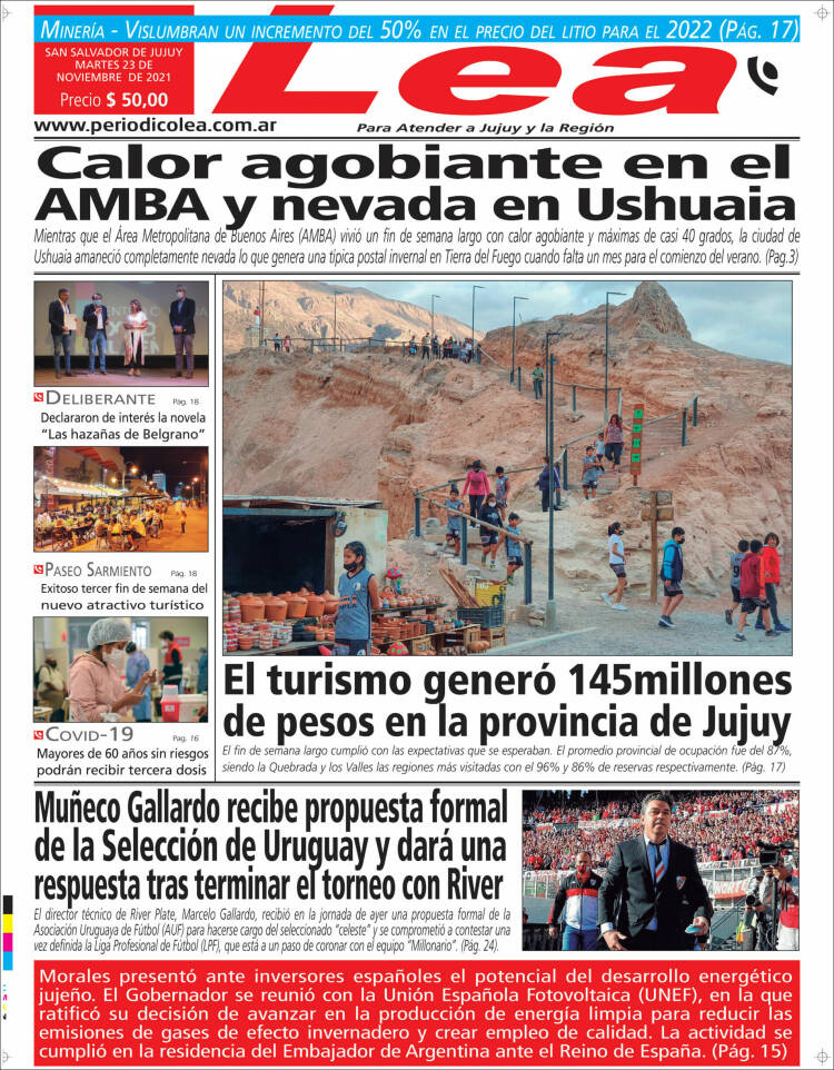 Portada de Periódico Lea (Argentina)