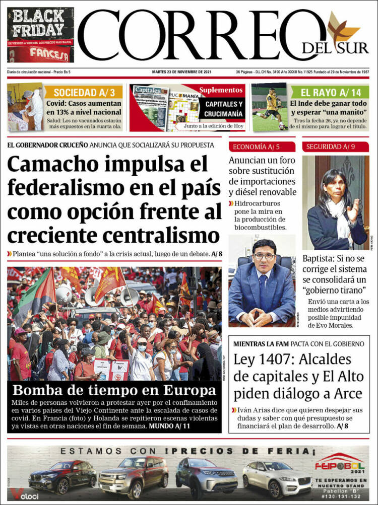 Portada de Correo Sur (Bolivia)