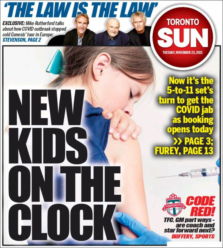 Portada de The Toronto Sun (Canada)