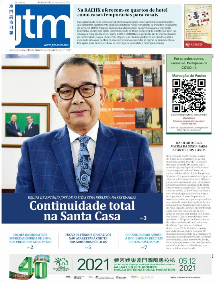 Portada de Jornal Tribuna de Macau (China)