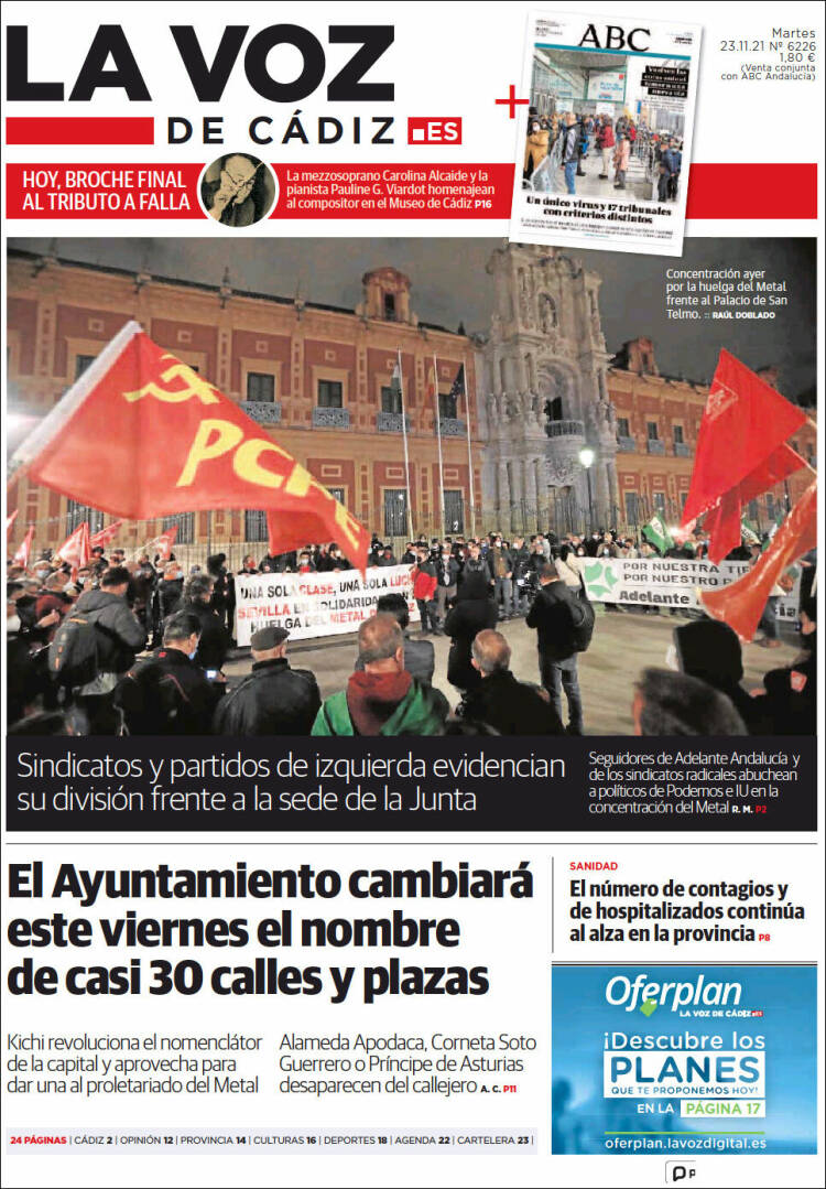 Portada de La Voz de Cádiz (Espa&ntilde;a)
