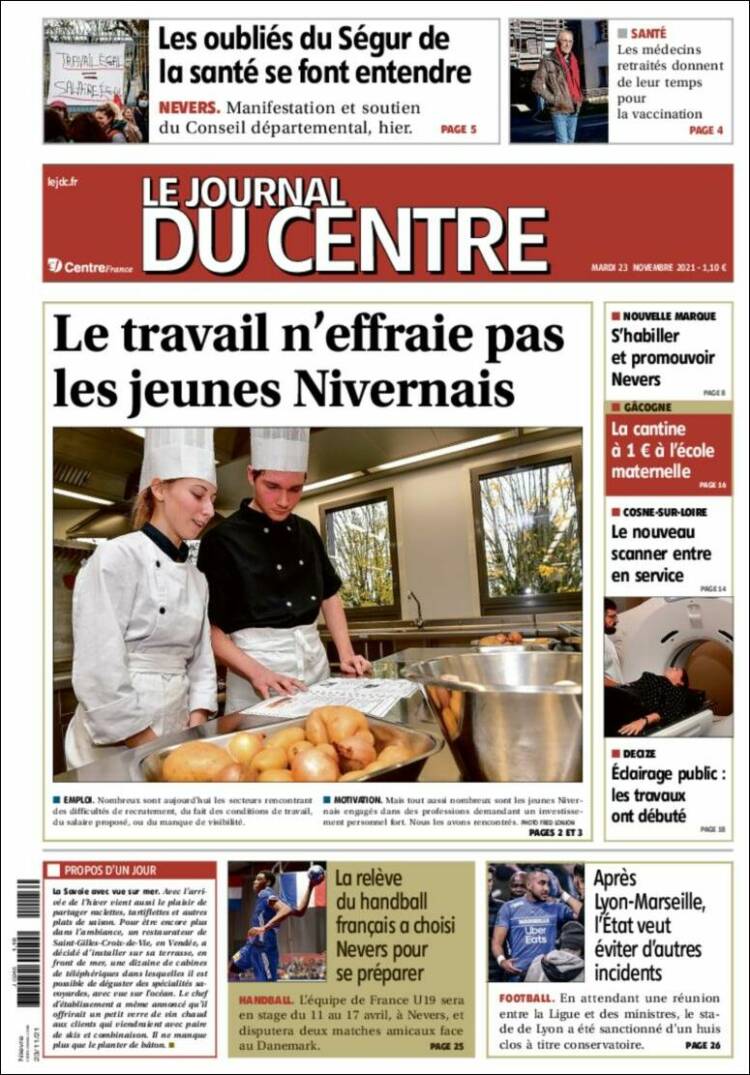Portada de Le Journal du Centre (Francia)