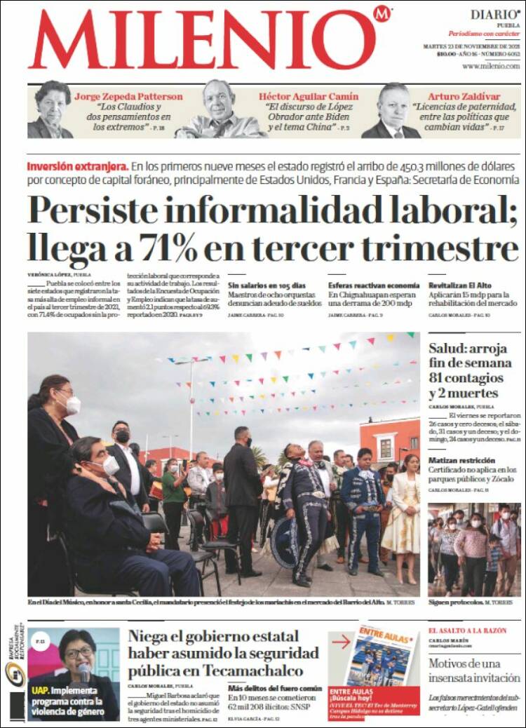 Portada de Milenio de Puebla (Mexico)