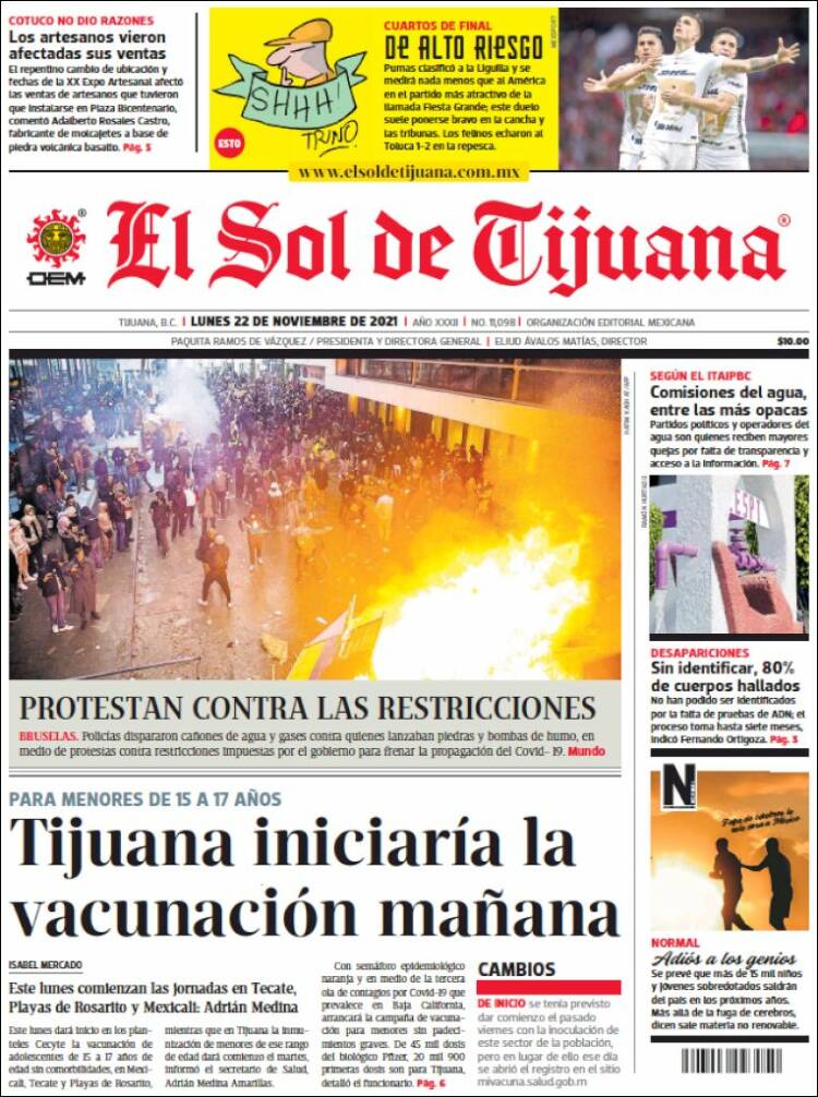 Portada de El Sol de Tijuana (México)