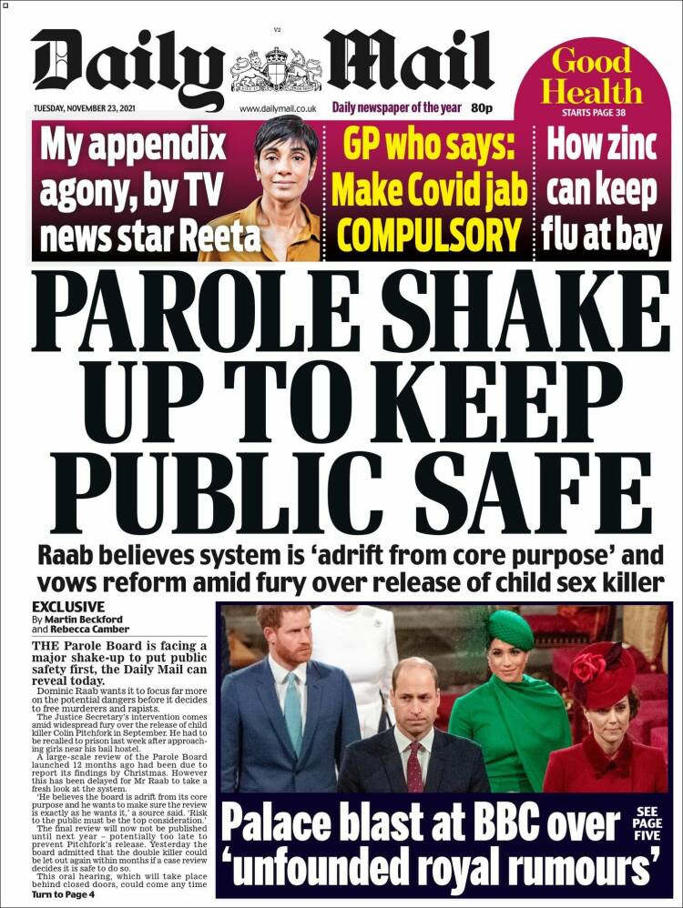 Portada de Daily Mail (Reino Unido)