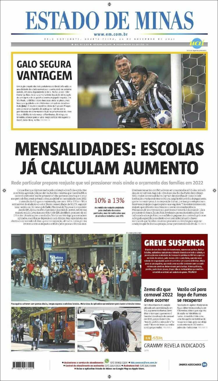 Portada de Jornal Estado de Minas (Brasil)