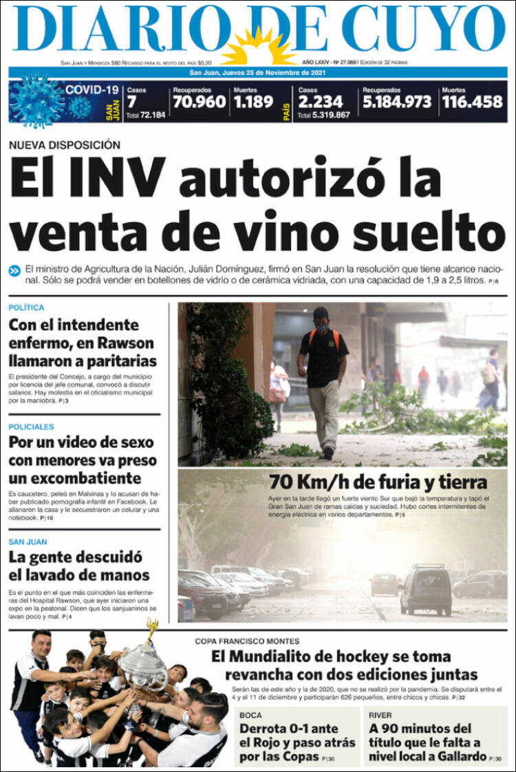 Portada de Diario de Cuyo (Argentina)