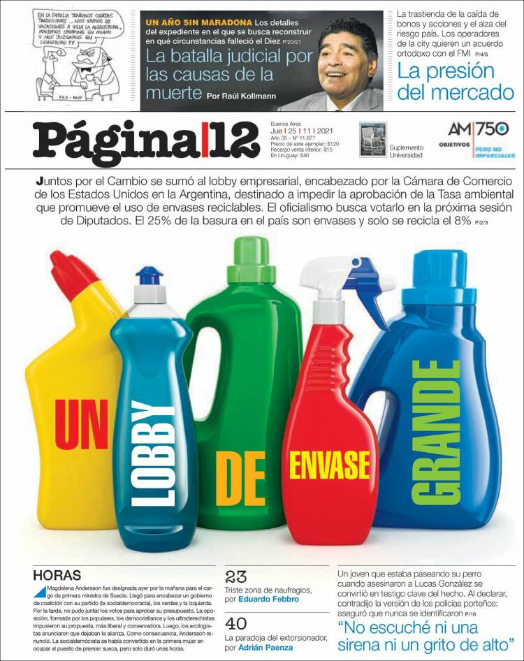 Portada de Página/12 (Argentina)