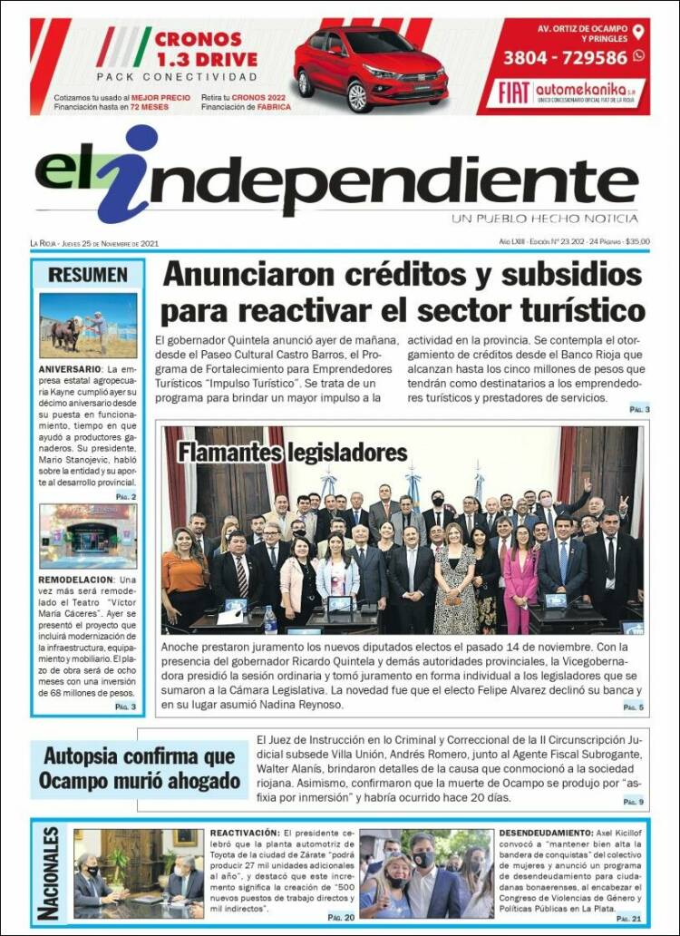 Portada de El Independiente (Argentina)